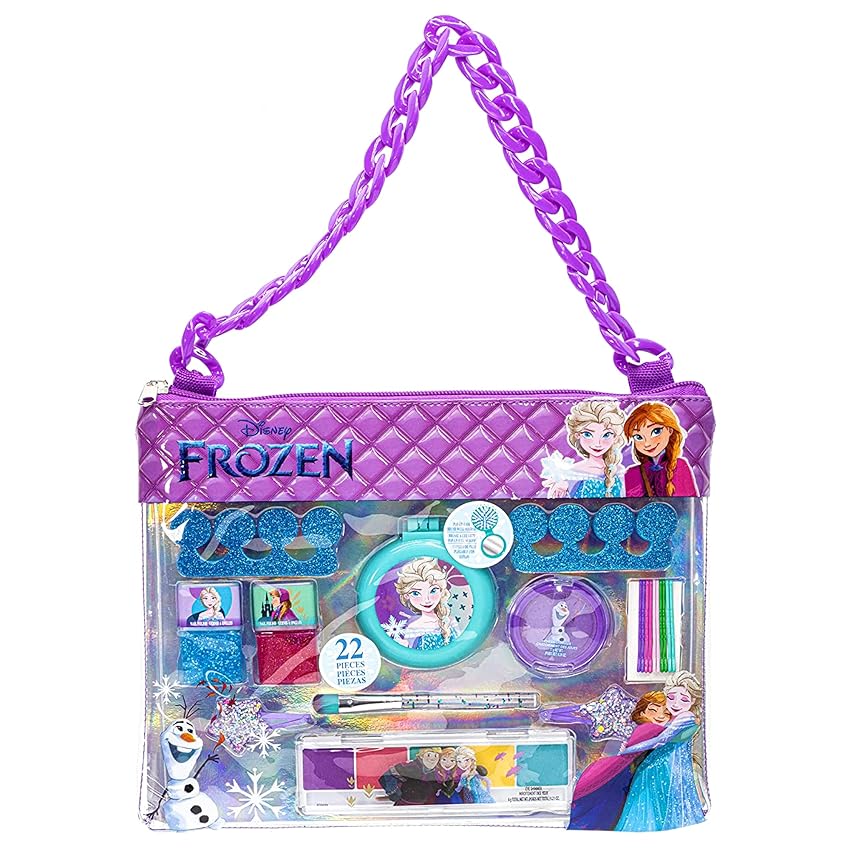 Immagine del prodotto Disney Frozen - Townley Girl Borsa a catena alla moda con smalto staccabile, ombretto, accessori per capelli, spazzola per capelli e altro, con catena arcobaleno per ragazze, dai 6 anni in su