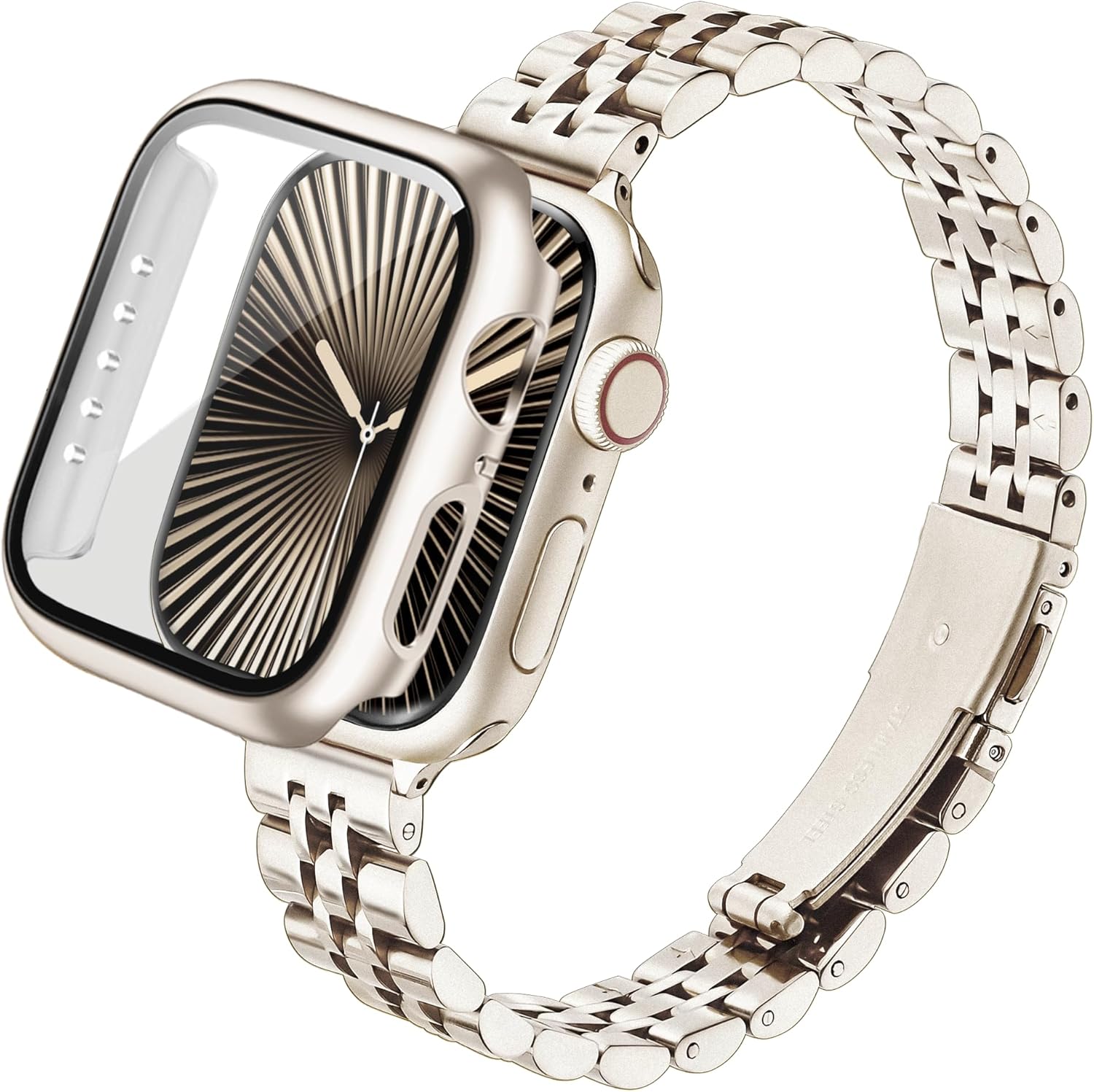 wipalor Thin Classic Metal Chain Band Fit Slim Apple Watch Bands for women 40mm with Case, Dressy Designer Stainless Steel iWatch Bands for iPhone Watch Bands Series 6 5 4 SE-Gold