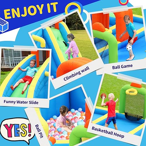 Miniatura 4 de Tobogán acuático inflable,Casa de rebote de agua con tobogán,Castillo animoso para niños al aire libre,Parque acuático inflable para niños patio