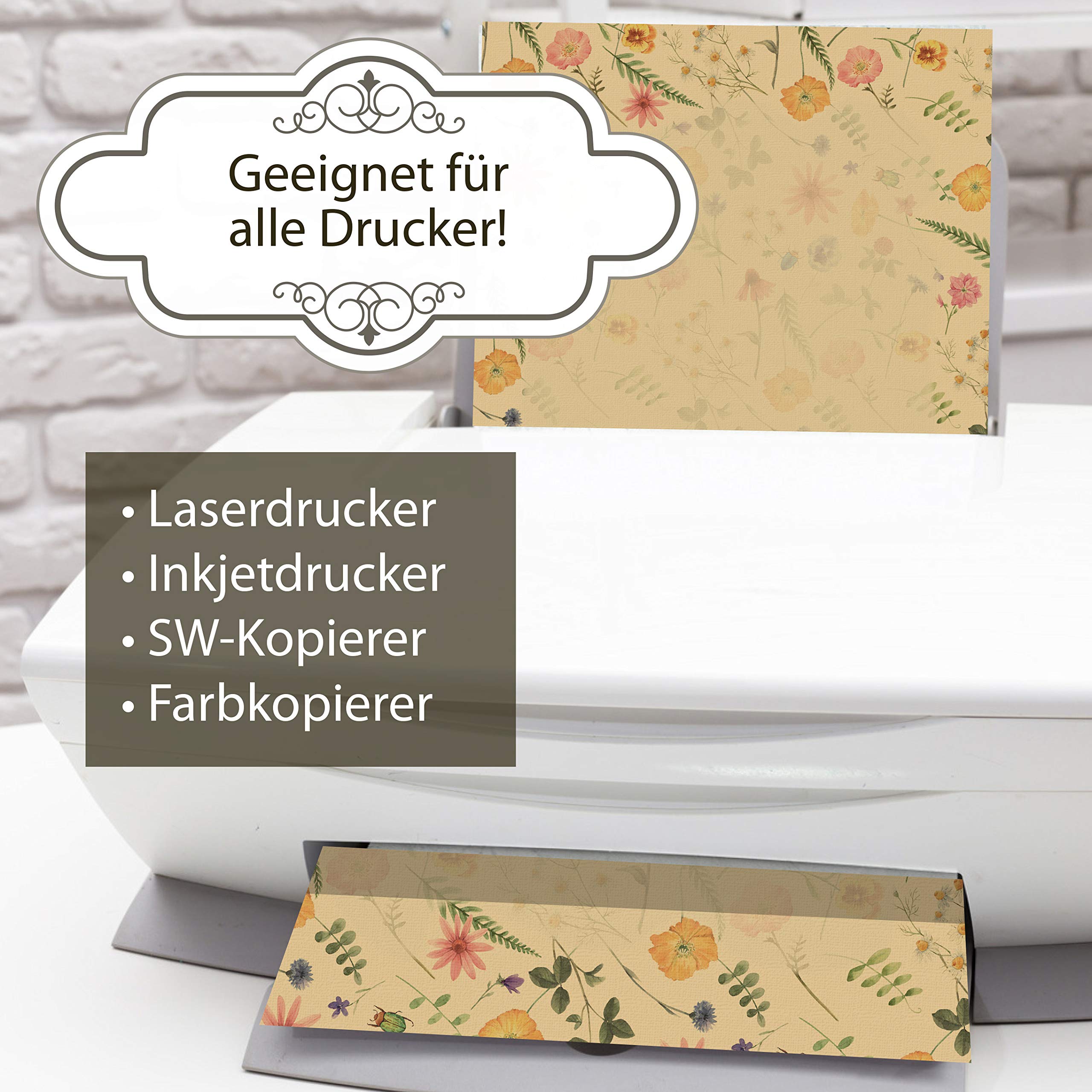 Flora Natura Briefpapier Vintage Blumen 500 Blatt DIN A4 beidseitig floral Natur für Frauen Erwachsene