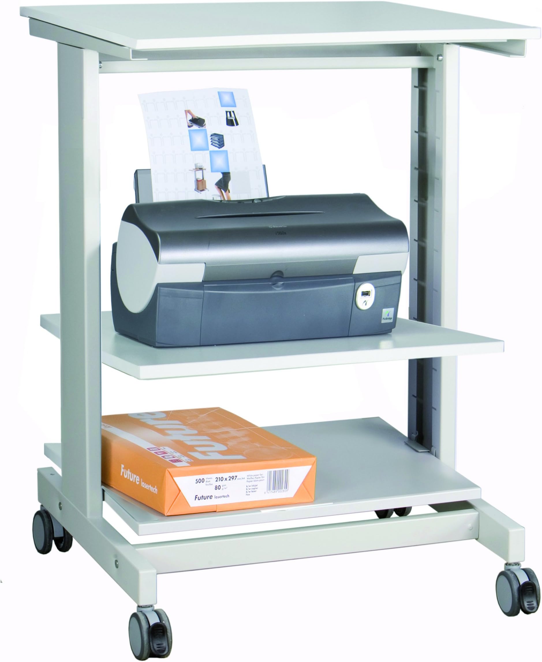 Twinco m568609 portastampante Wheeled Shelving Unit with 3 Shelves
