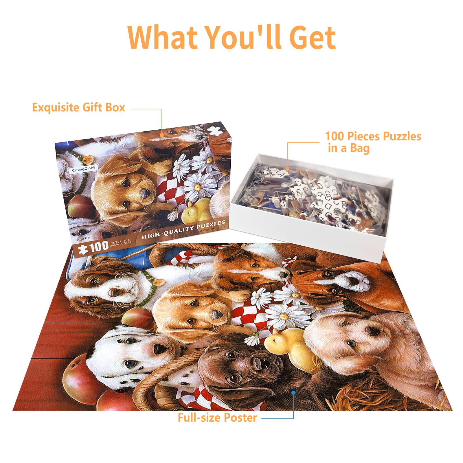 Amazon | CHengQiSM 100ピース ジグソーパズル 犬 ラージピース