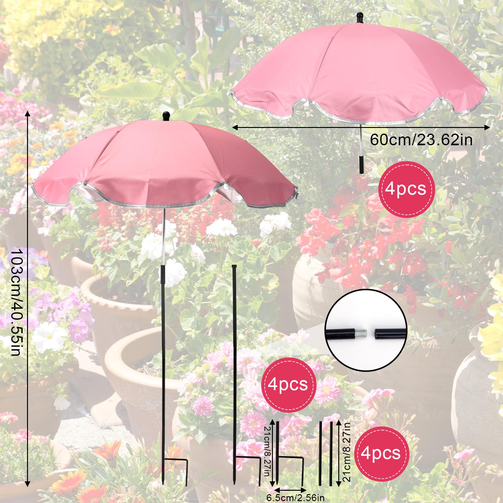 BOXOB 4pcs Parasol Plante D'Extérieur, Diamètre 60cm Parasol Plante