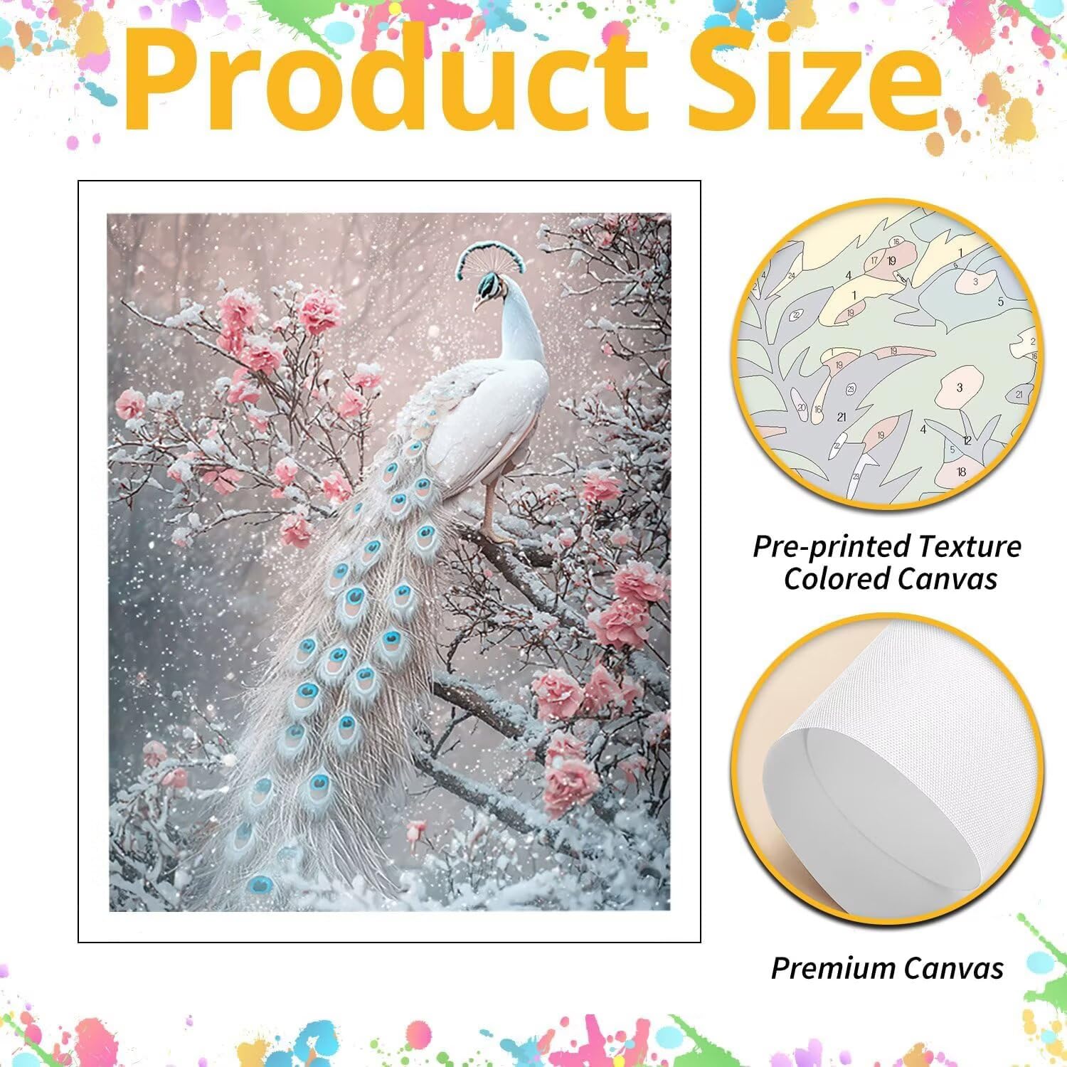 WEISHIWE Dipingere con i Numeri Adulti Pavone in inverno, 60x80cm s-151 | Paint by Numbers Kit con Pennelli e Acrilico Pigmento, Fai da te Olio La Pittura di Numeri Kit, Decora la Casa, senza Cornice