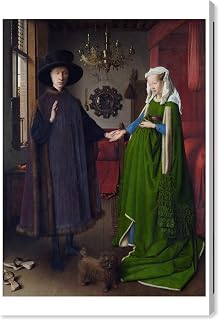 The Oliver Gal Artist Co. Classic Wall Art Canvas Prints 'Van Eyck-Arnolfini Portrait' Home Décor, 10" x 15", Green, Red