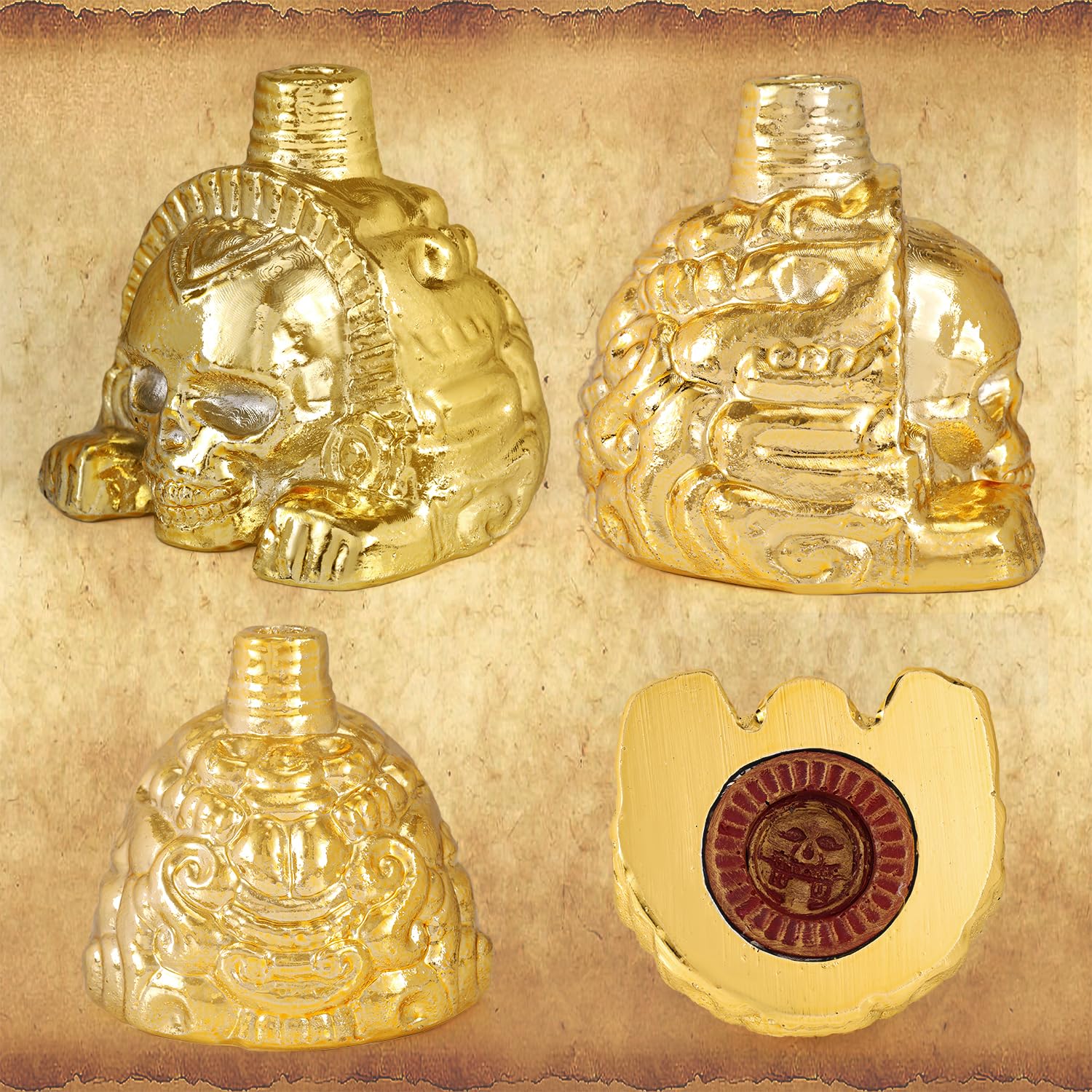 BOXOB Aztec Death Whistle, Skull Aztec War Whistle Loud 125 Decibels Authentic Human Sounding Screams Instruments for Halloween Festival of the Dead Collectible Gift, Gold - Image 4