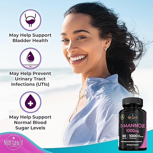 Miniatura 2 de D Manosa - 1000 mg - Alimentos saludables y suplemento dietético - 120 cápsulas veganas - Puede ayudar a mantener un tracto urinario saludable y la