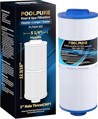 POOLPURE 5CH-502 Filtro de spa de rosca fina que reemplaza a PPM50SC-F2M, Marquis Spa 20041, 20091, 370-0237, Marquis 50, filtro de bañera de
