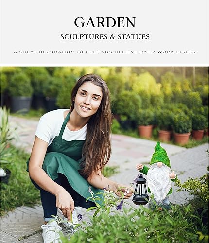 Miniatura 8 de Gnomo de jardín 11.8, gnomos divertidos con linterna solar, estatuas de jardín al aire libre, gnomos de jardín divertidos para decoración de patio