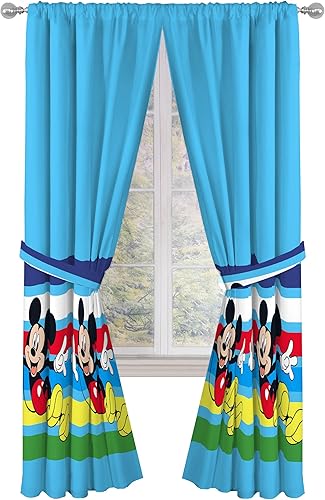 Miniatura 10 de Sunny Side Up Cortinas de ventana para dormitorio de niños, juego de cortinas de 4 piezas con 2 alzapaños, azul, coches, 42 pulgadas de ancho x 63