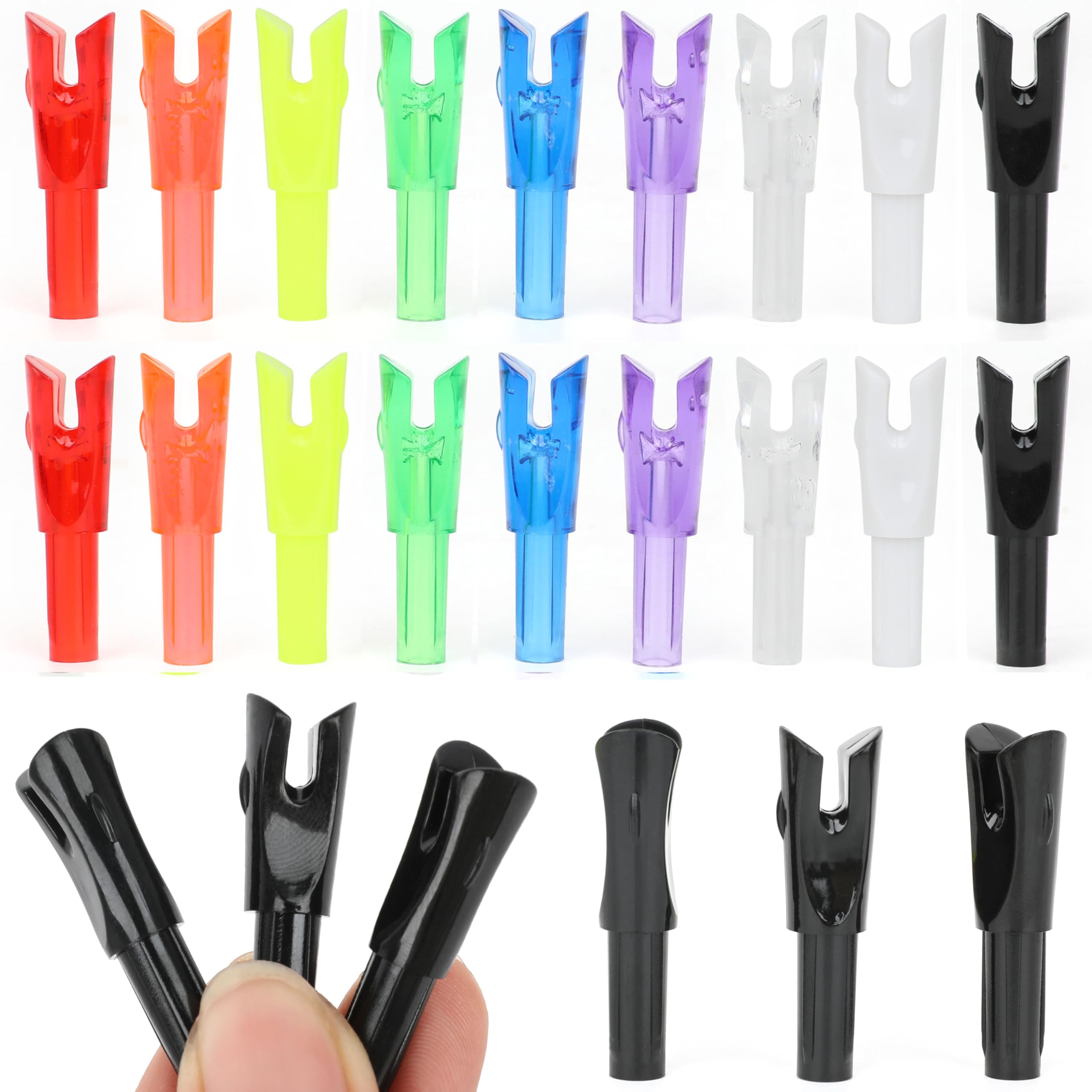 limaity 50 Pcs Rapid Fire Arrow Nock-Tail Fast Nocking ID 6.20mm/.244inch Insert Tails for Archery Hunting Target Shooting (Type-3, Transparent Blue) โ image 1