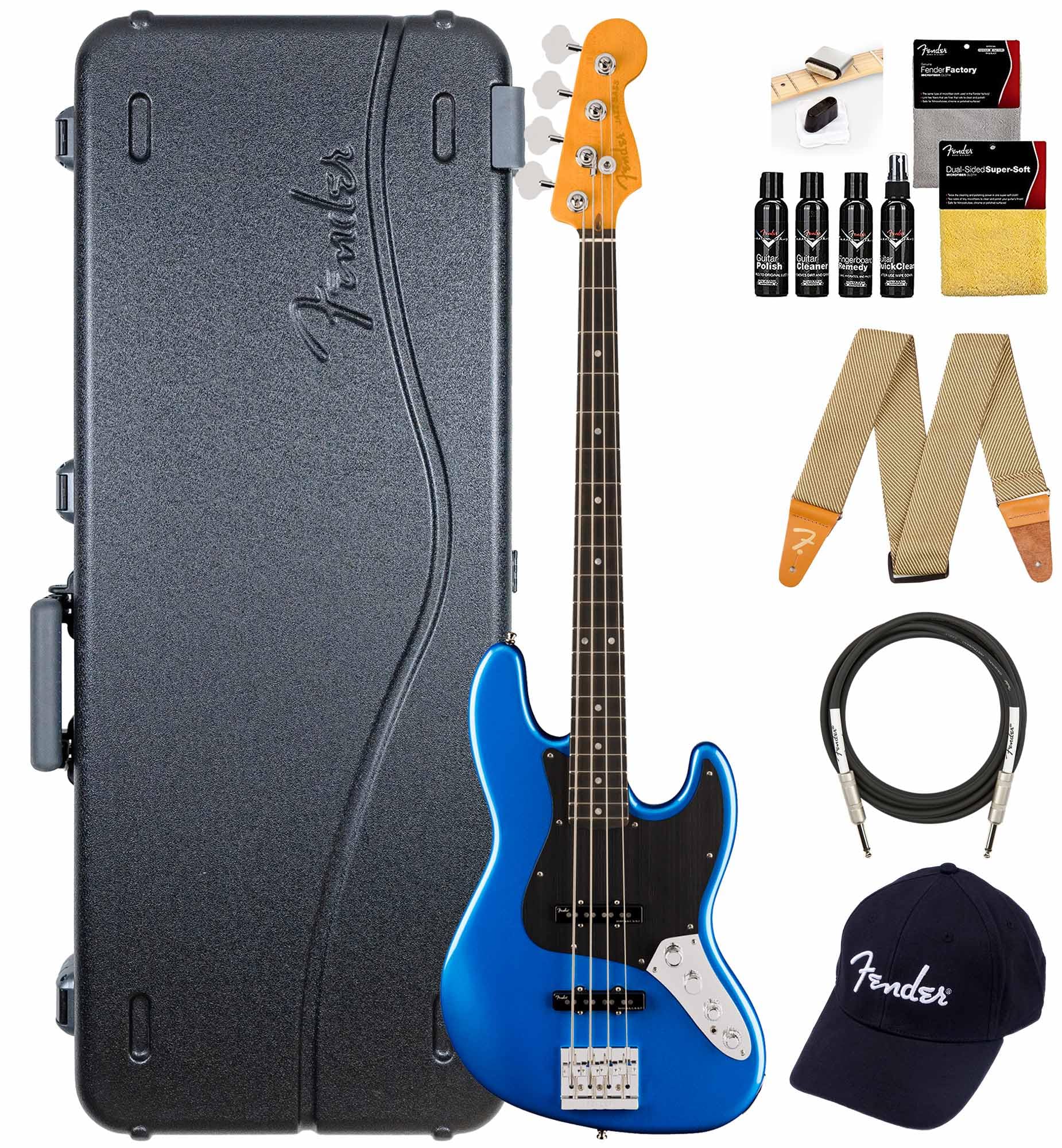 Amazon.com: Fender American Ultra II Jazz Bass - Noble Blue Bundle