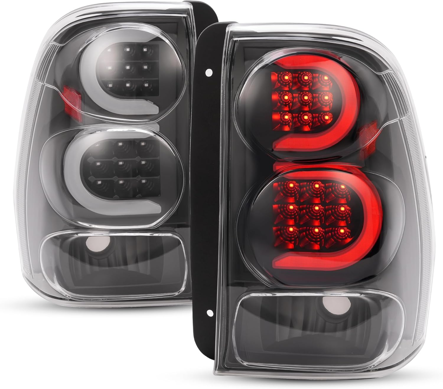 HECASA Pair LED Tail Lights Compatible with 2002-2009 Chevy Chevrolet Trailblazer Base/LS/LT/LTZ/SS/EXT LS/EXT LT/North Face/EXT North Face Rear Brake Lamp LH&RH - Clear Lens Black Housing