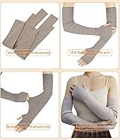 Vista 69 de Guantes cálidos de cachemira de brazo largo para mujer, guantes de invierno acogedores sin dedos, calentadores de brazos suaves, gran regalo de Negro