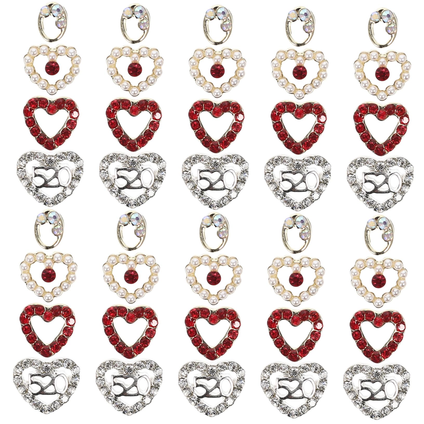 ABOOFAN 120pezzi Ciondoli Per Unghie Forma Di Cuore Decorazioni Per Nail Art Strass Per Feste e Regali Di
