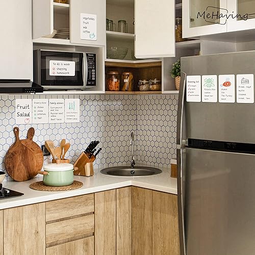 Miniatura 6 de Notas adhesivas de borrado en seco 3 x 5  12 calcomanías reutilizables para pizarra blanca en blanco para nevera, escritorio, oficina, suministros