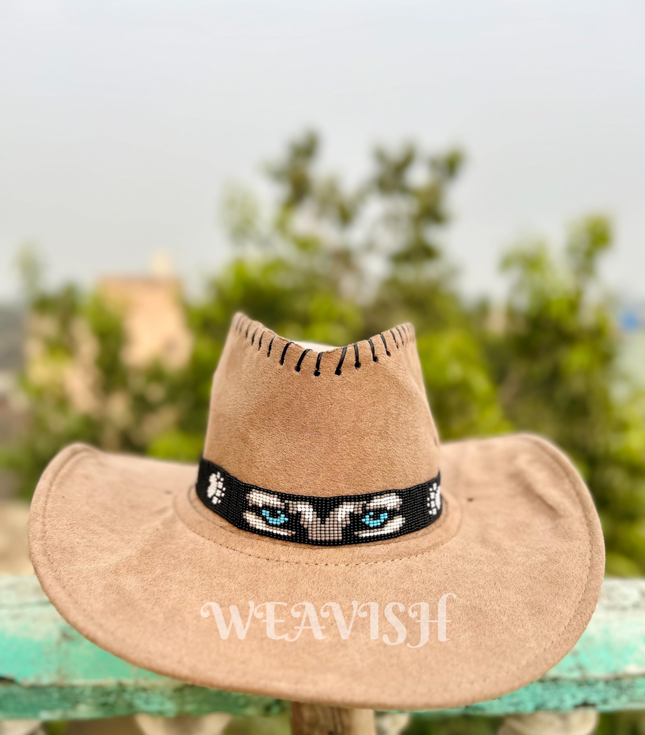 Beaded Hatband Native American Style Southwestern Cow Rode 