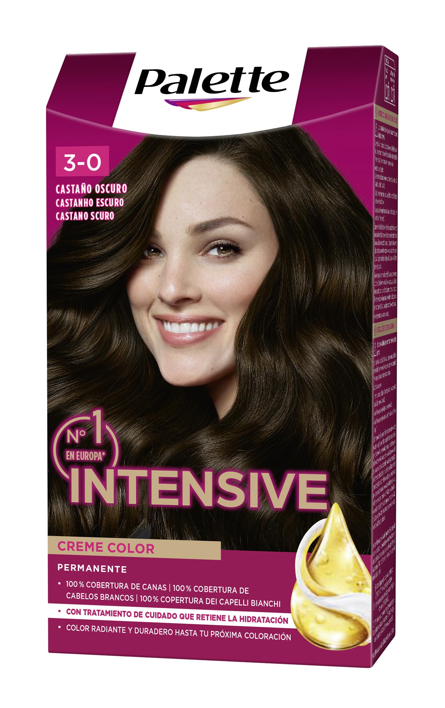 Schwarzkopf Palette Intensive Creme Color – Tono 3 cabello Castaño Oscuro - Coloración Permanente de Cuidado con Aceite de Marula – Óptima cobertura de canas – Color duradero hasta 8 semanas