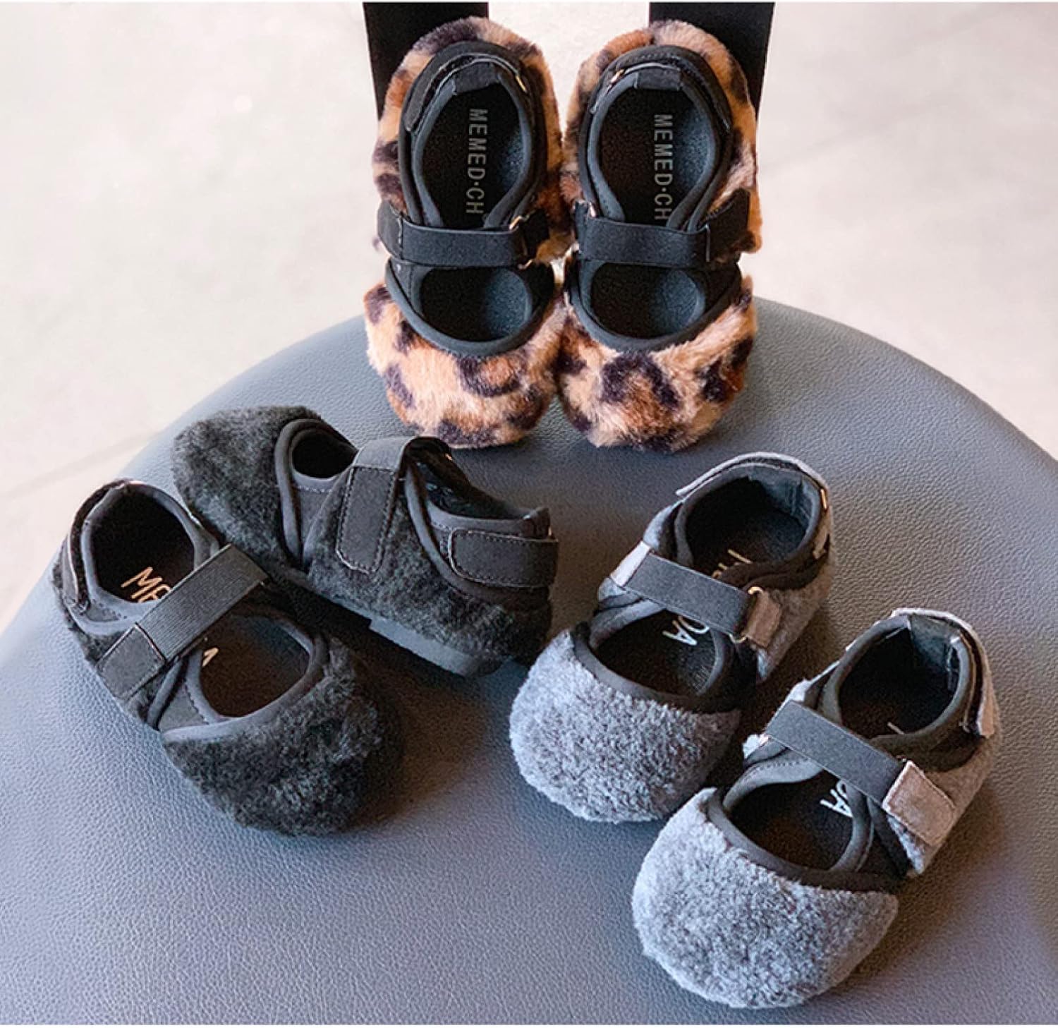 SALE!!【KLIAN】[KLIAN] モカシン キッズ 防寒 ファー ローファー 子供靴 ベルクロ 学生 保温 15.0cm 裏起毛 キッズシューズ パン 立ったまま調節