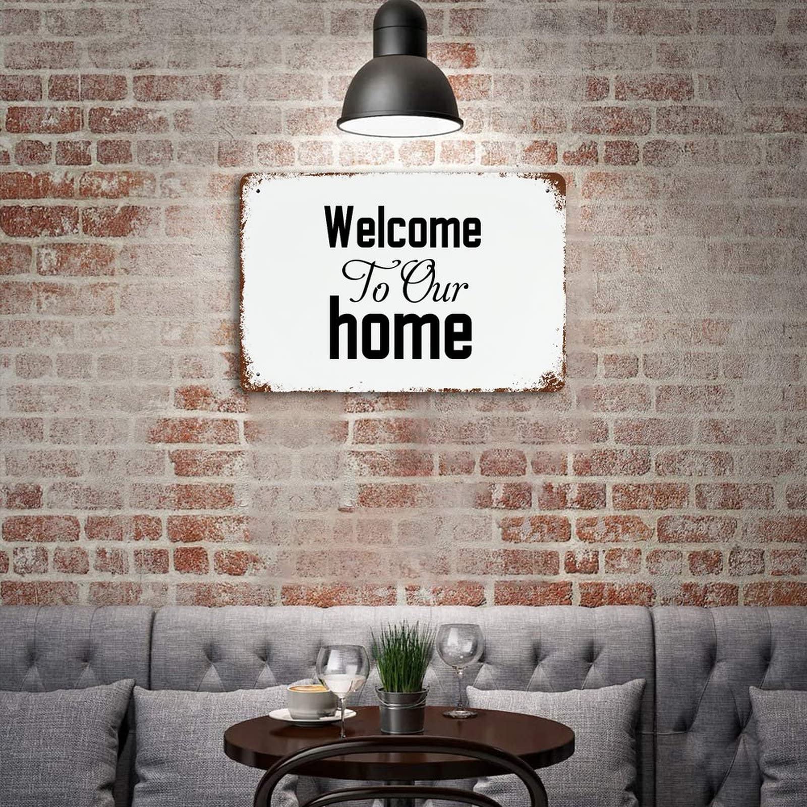 AOYEGO Targa In Latta Welcome To My Home Con Fiori - Vintage 20x30 Cm Per Parete, Bar, Negozio