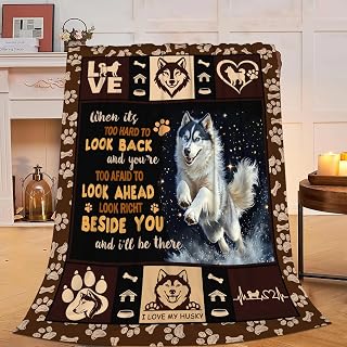 Yibuda Husky Blanket Cute Huskies Flannel Plush Throw Blanket Cozy Pet Animal Decor Fleece Stuff Blanket Gifts for Dog Lover Girls Boys Kids Adults Women Bed Travel 40"x50"