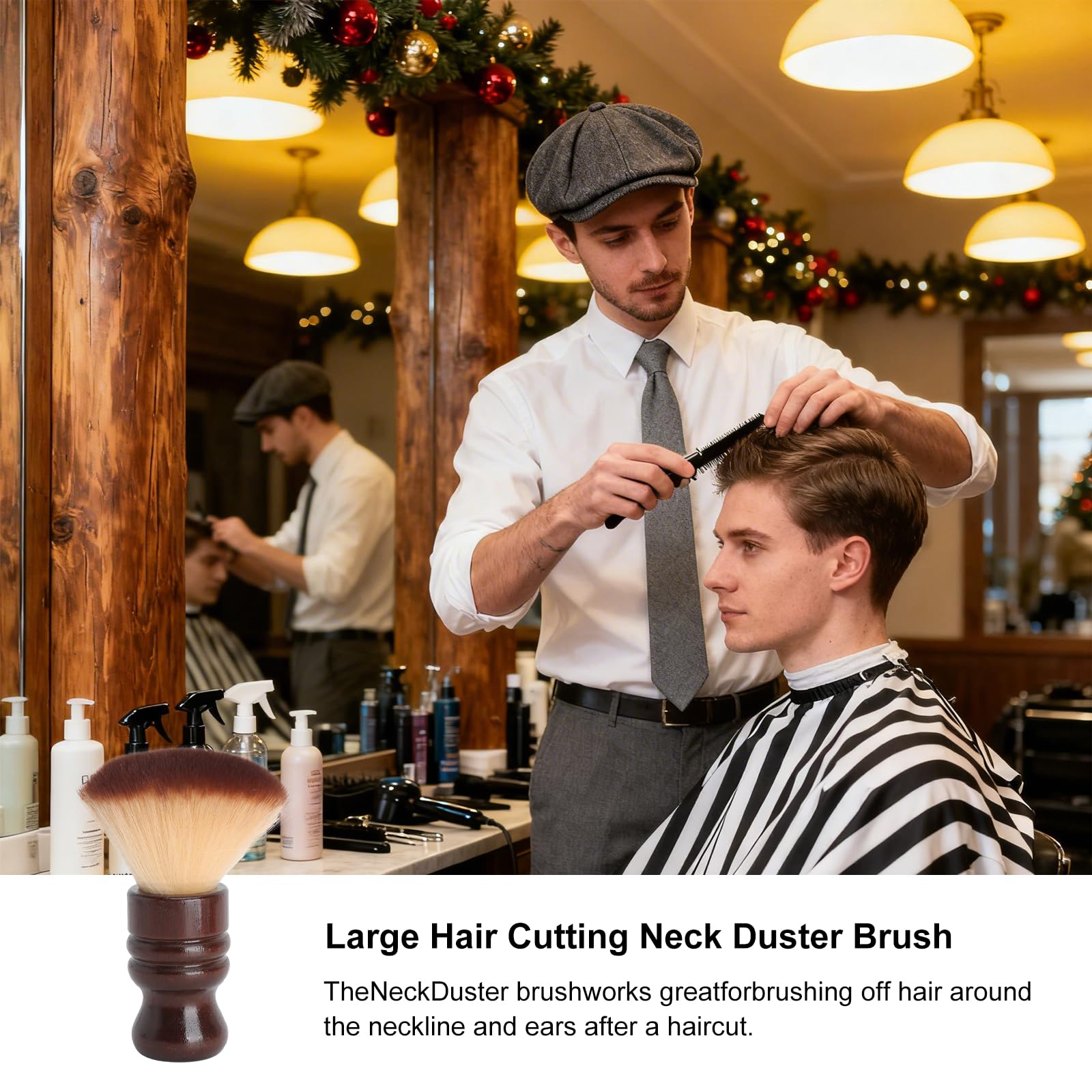 Pennello da Barba Spazzola Barbiere per Salone,Pennello Professionale per Talco, Barbiere Collo Spazzola Spazzola Barba per Barber Shop,Spazzola Professionale per Parrucchieri/Barbiere in Legno