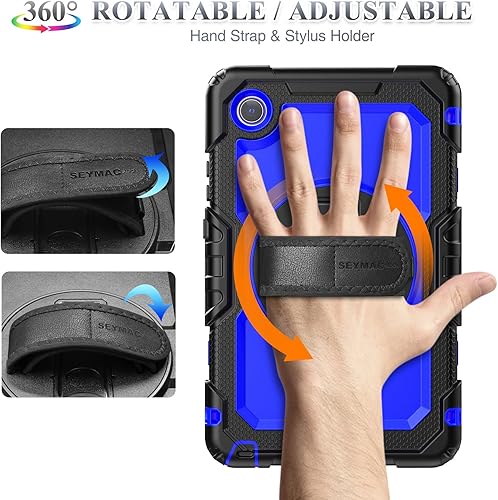 Miniatura 3 de SEYMAC stock Funda para tablet Lenovo Tab One (TB305FU) de 8.7 pulgadas a prueba de caídas con soporte giratorio de 360° y correa