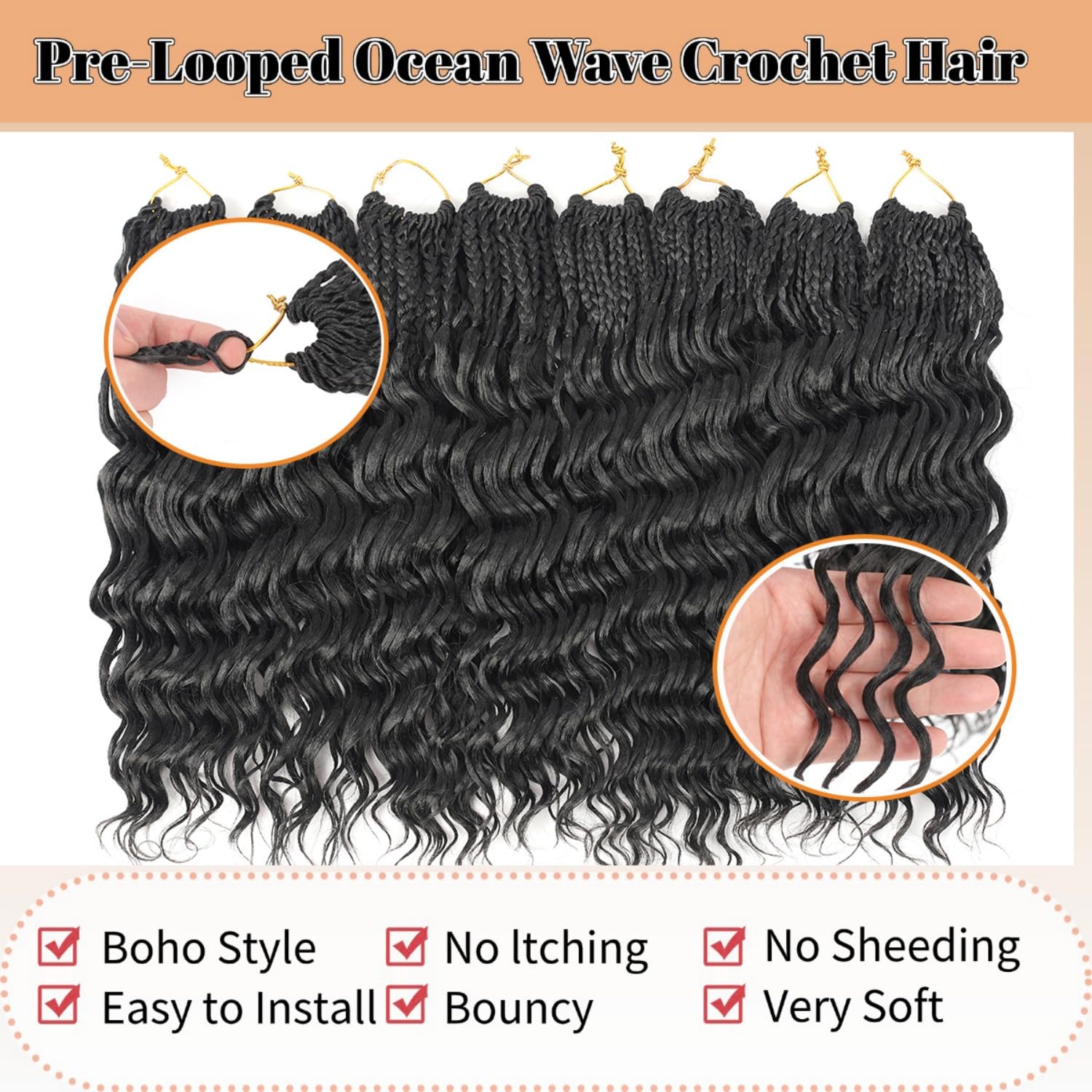 Amazon.com : pojui 18 Inch Ocean Wave Crochet Hair 8 Packs