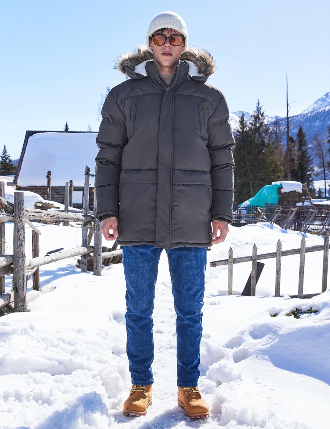 Men's Long Winter Hooded Jacket Warm Windproof Puffy Coat Padded Thicken Parka Jackets - Image 5