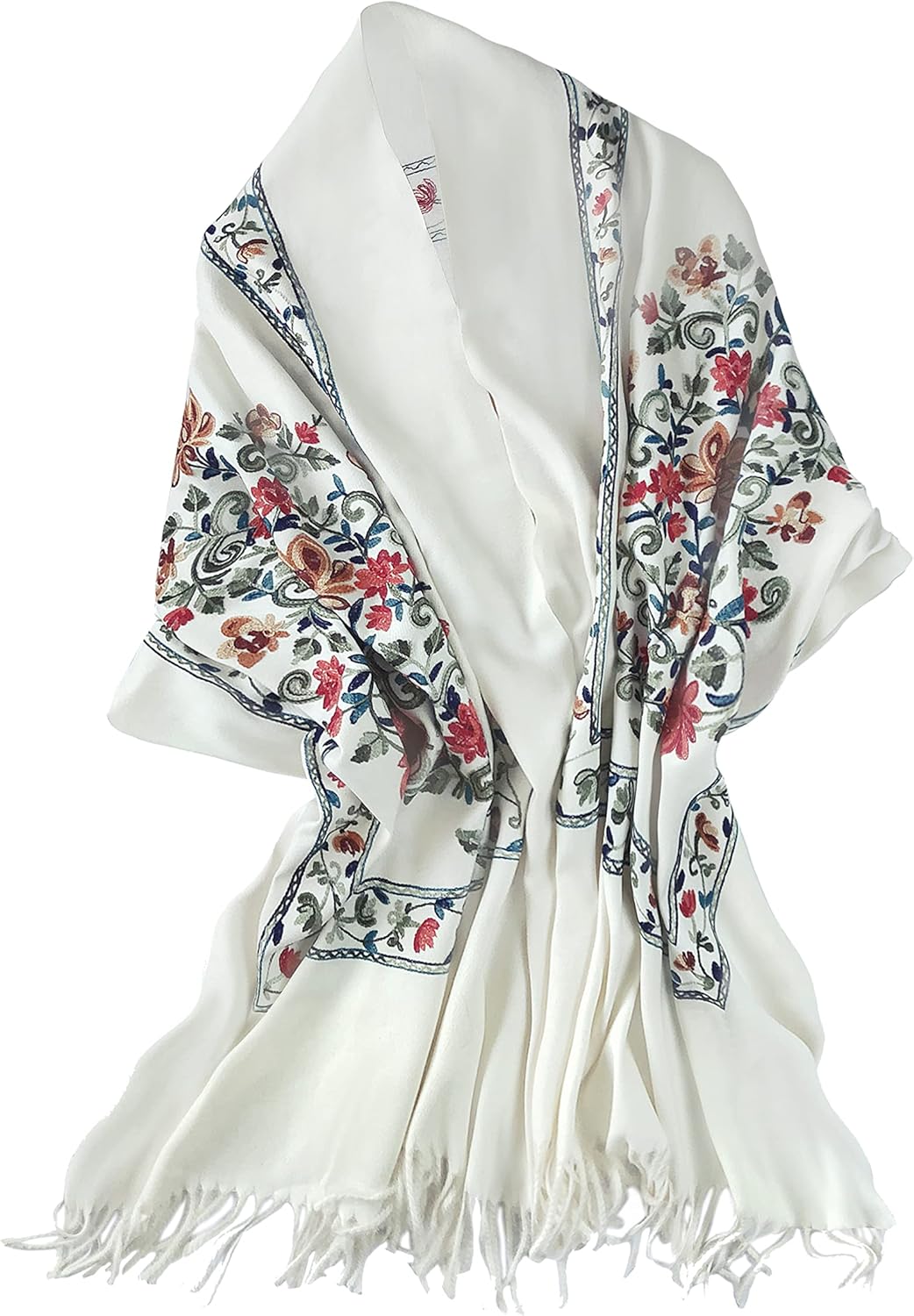 Urban CoCo Women's Embroidered Tassel Long Shawl Oversize Scarf Wraps for Women - Image 2