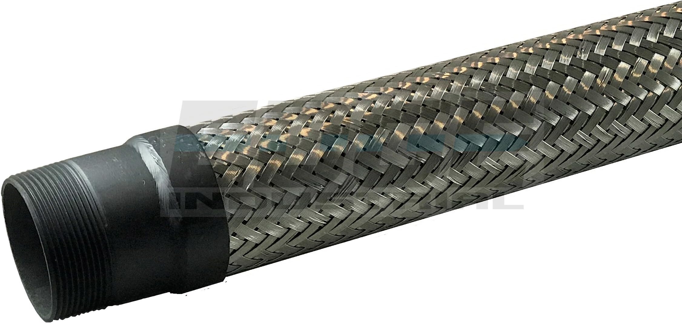 INDUSTRIAL GRADE HEAVY DUTY FLEXIBLE METAL HOSE CONNECTOR (MADE IN USA) 1.5" MALE NPT ENDS x 18 inch TOTAL LENGTH STAINLESS STEEL BRAIDED FLEX