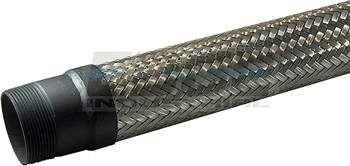 CONECTOR DE MANGUERA DE METAL FLEXIBLE DE GRADO INDUSTRIAL HEAVY RESISTENTE (HECHO EN USA) Extremos NPT MACHO de 1.5 pulgadas x 12 pulgadas de