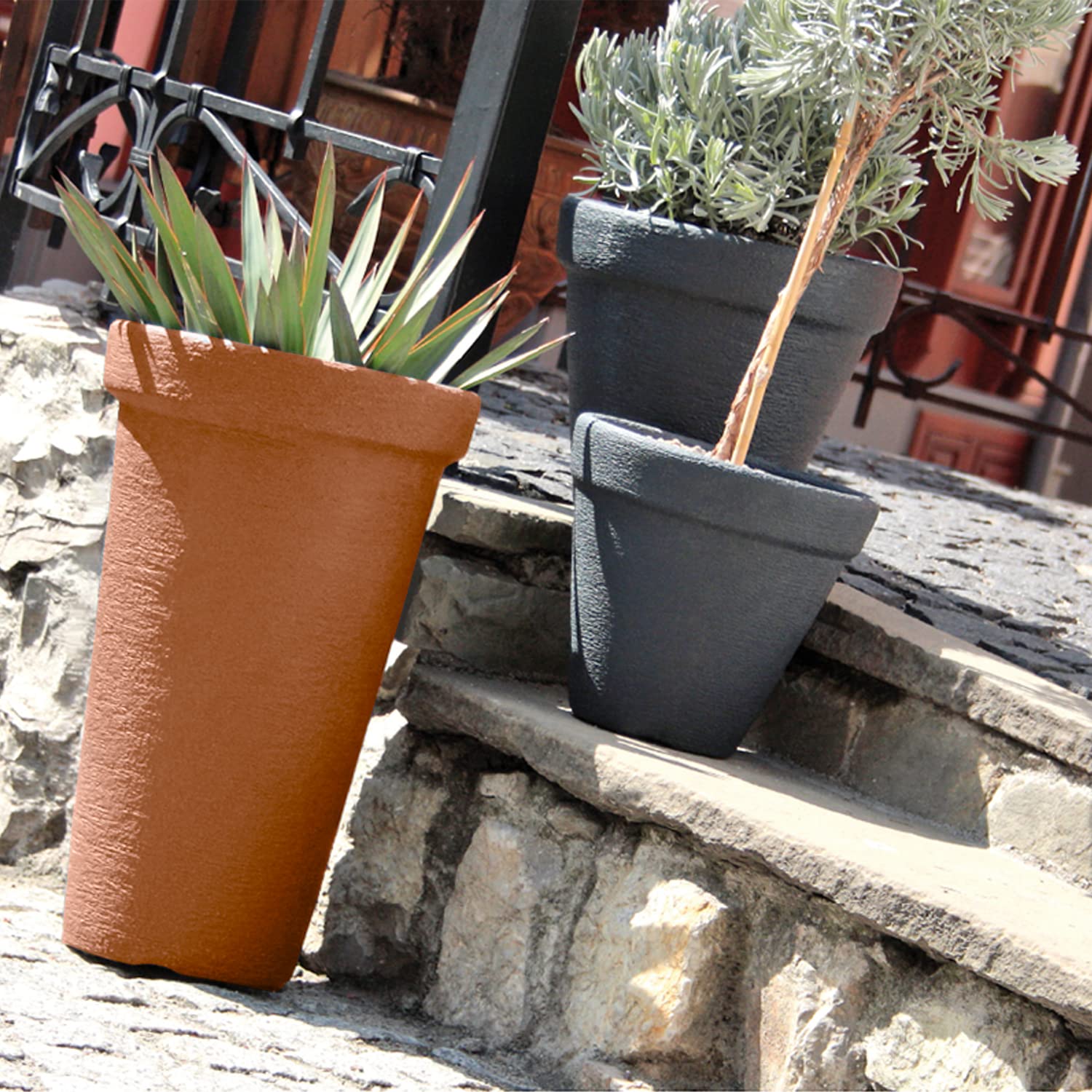 geli Thermo Plastic - Vaso da Fiori Rotondo, in plastica, Terracotta, 10 cm