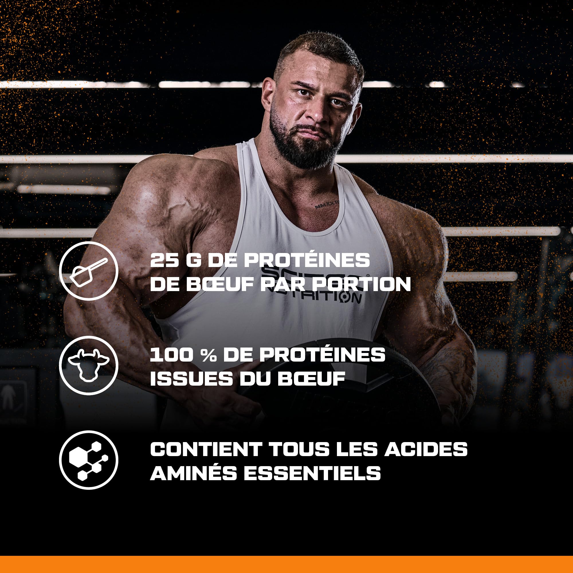 Scitec Nutrition 100% Beef Protein, Boisson protéinée en poudre aromatisée, Sans lactose, Sans sucre, Sans gluten, 1,8 kg, Chocolat aux amandes