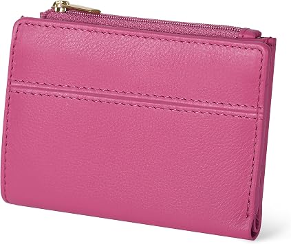 Oak Leathers Wallet for Women Full Grain Leather - Small RFID Coin Purse Credit Card & ID Holder for Ladies,Bifold Wallets for Teenager Nappa Pink