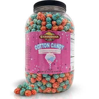 Stonehedge Farms Cotton Candy Flavored Popcorn | 26 oz Large Tub | Perfect for Holidays, Christmas and Birthdays | Bulk Gourmet Popped Kettle Corn Sweet Snacks | Pop Corn Gift
