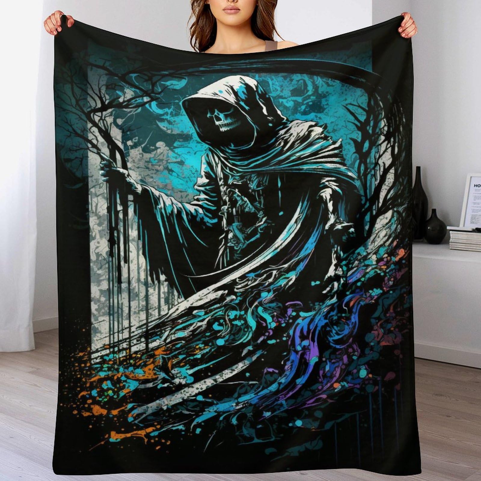 DCCCY Skull Throw Blanket, Soft Lightweight Blankets Breathable And Moisture Absorption for All Season for Couch/Bed, 140×180cm