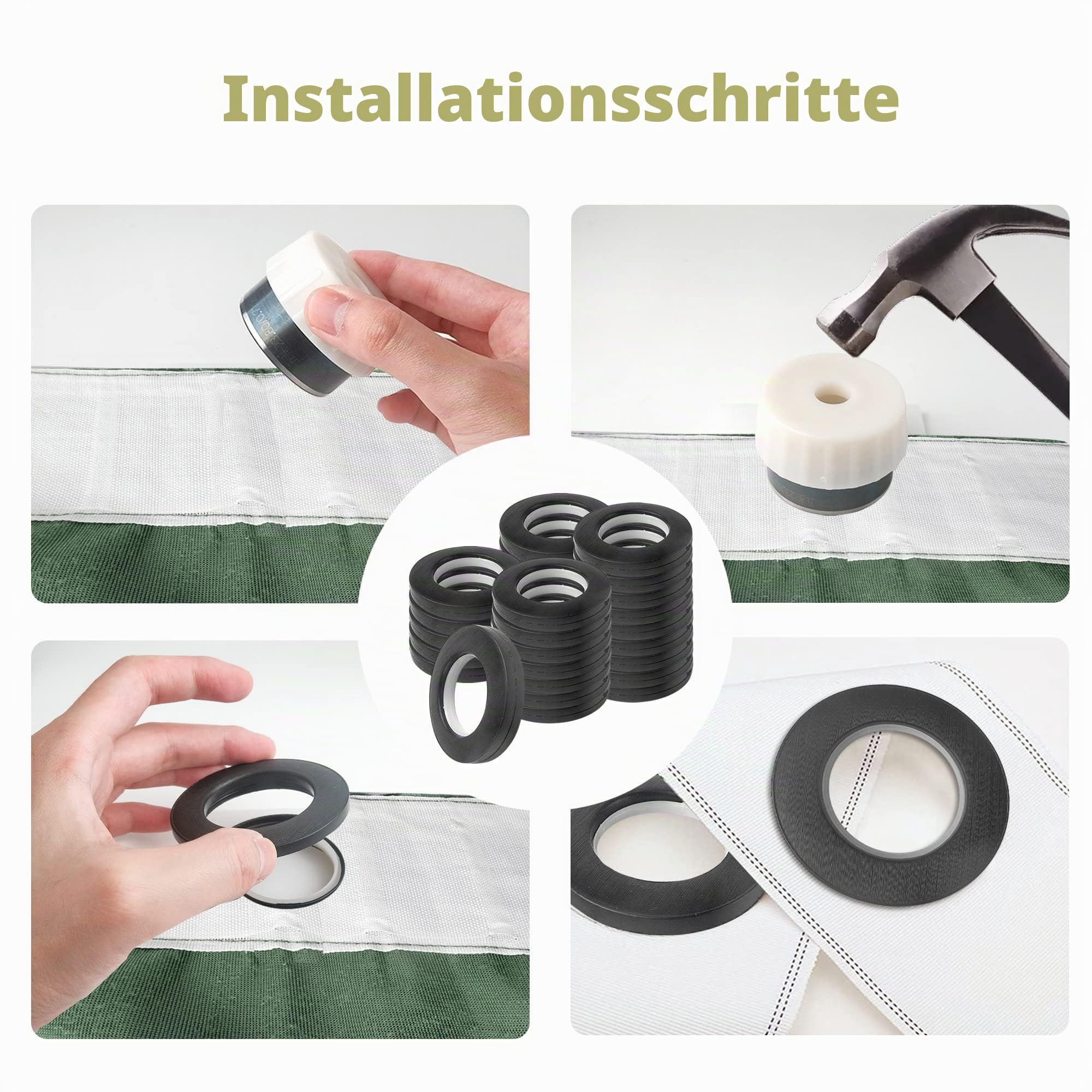 50 Stücke Ösen für Vorhänge, Vorhangösen 40mm Innendurchmesser, Kunststoff Gardinen Ösen Schwarz für Vorhänge Duschvorhang