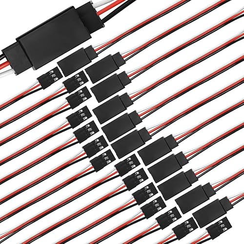 Yonality 25 piezas cable alargador RC servo de 3 pines macho a hembra, JR cable extension servo