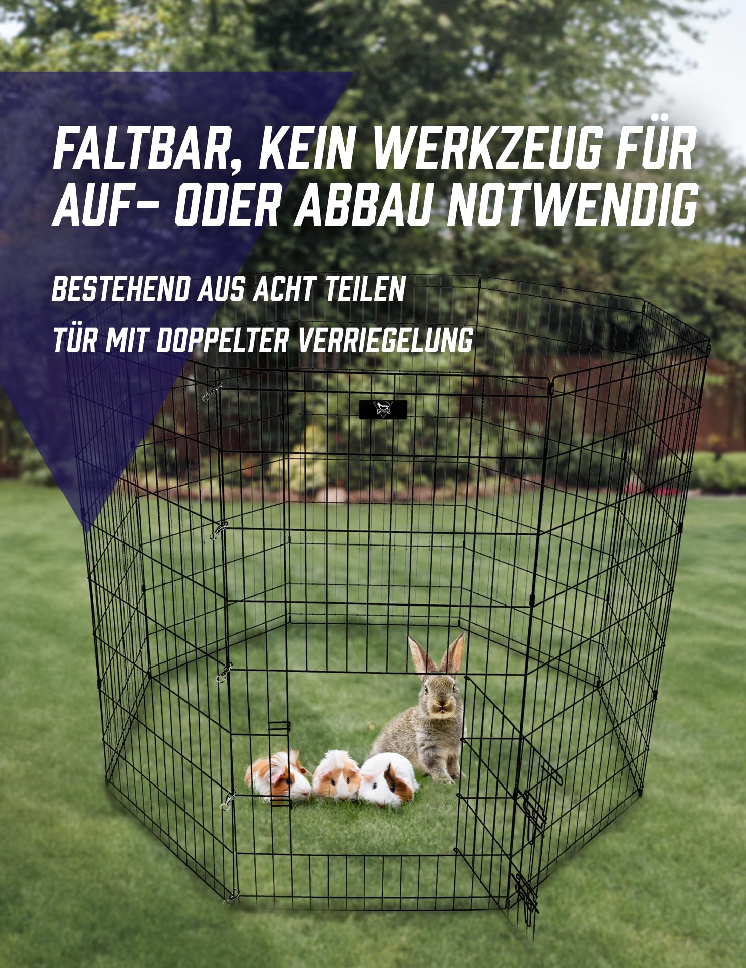 United - Recinto de metal plegable en varios tamaños, adecuado para perros, conejos, hámsters, moldeable individualmente, fácil montaje sin herramientas (76 x 61 cm)