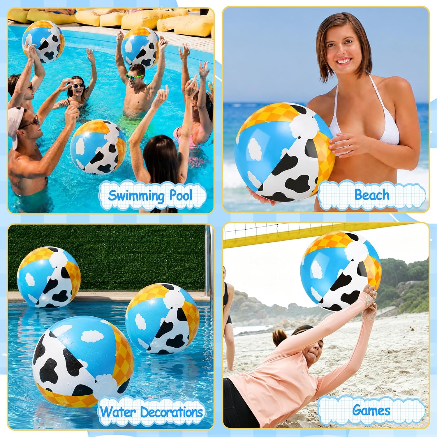 12Pack Beach Balls Bulk 16 Inch Beach Balls Large Swimming Pool Ball for Summer Outdoor Pool Water Birthday Party Favors