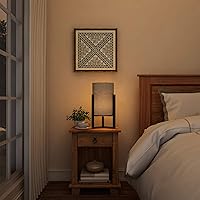 Vista 4 de Lavish Home Lámpara cilíndrica con base de madera de columna moderna luz de escritorio con bombilla LED incluida para sala de estar dormitorio u