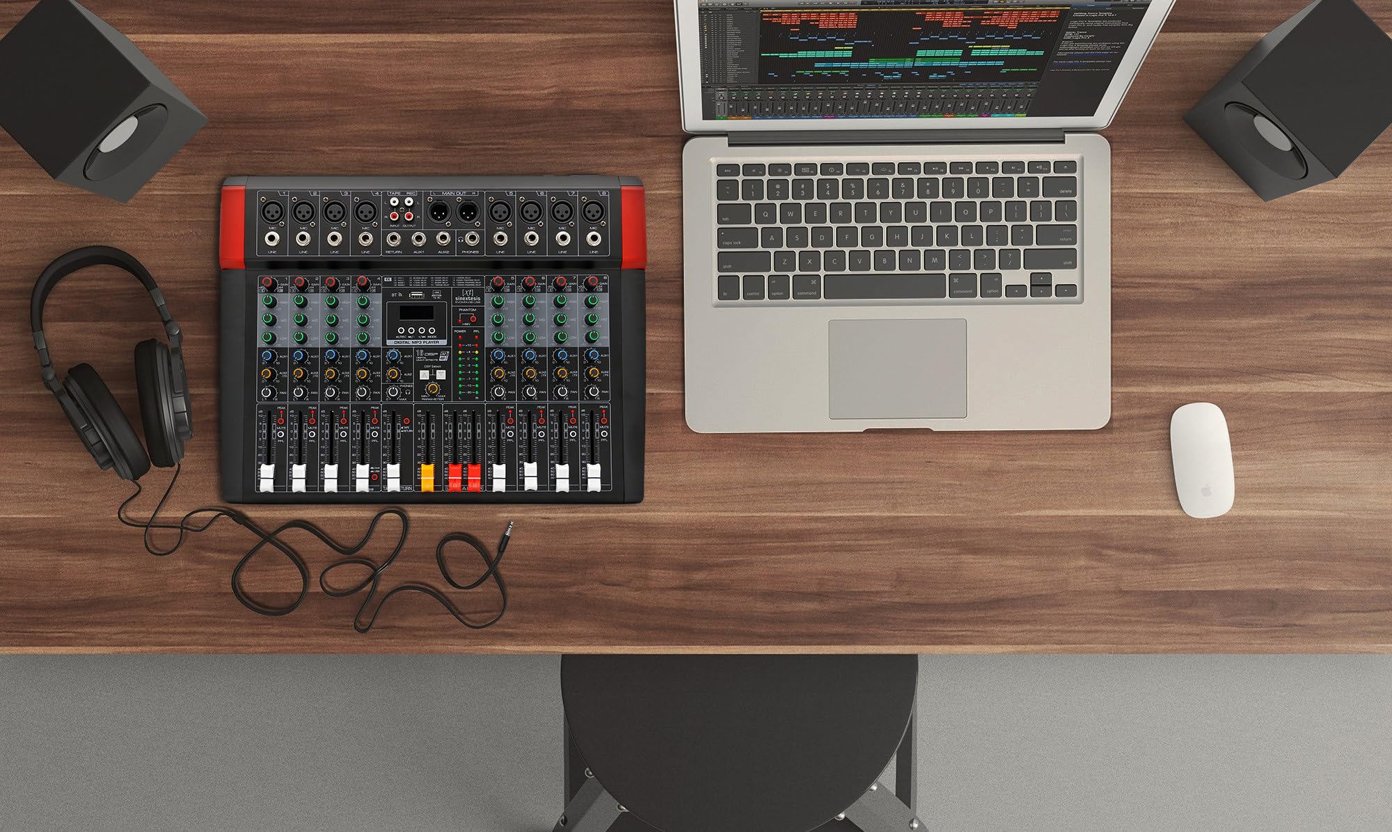 Mixer Audio/Scheda Audio 16 canali, multieffetto DSP, interfaccia USB, Lettore MP3 integrato per riprodurre e registrare, Connettività Bluetooth (EVOMIX-16-USB)