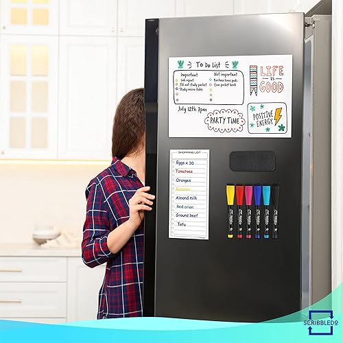 Miniatura 5 de Pizarra magnética de borrado en seco para nevera, pizarra blanca magnética, imán de nevera, pizarra blanca magnética de 8 x 12 pulgadas, para