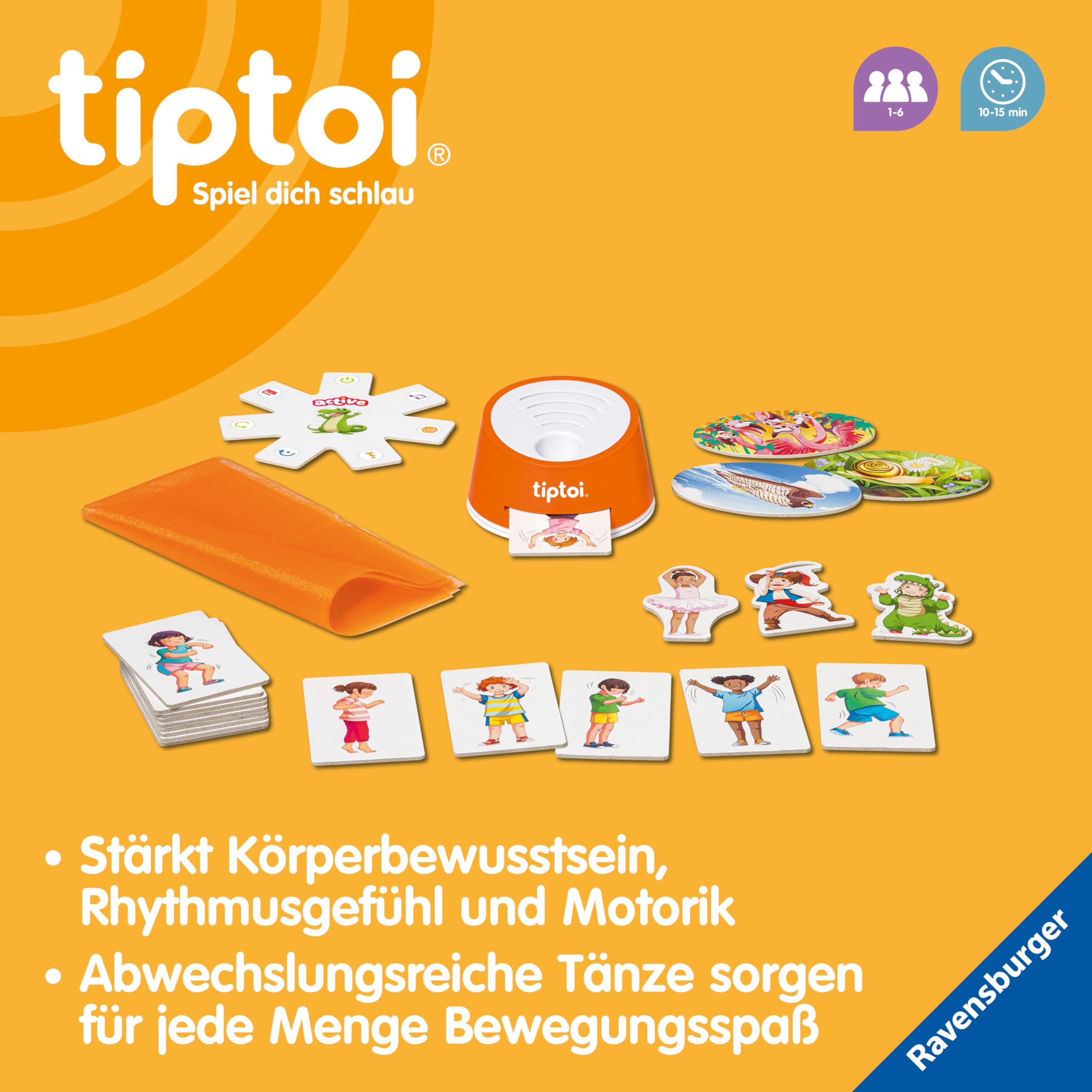 Ravensburger tiptoi® Spiel 00122 Active Set Kunterbuntes Tanz-Theater, Bewegungsspiel ab 3 Jahren
