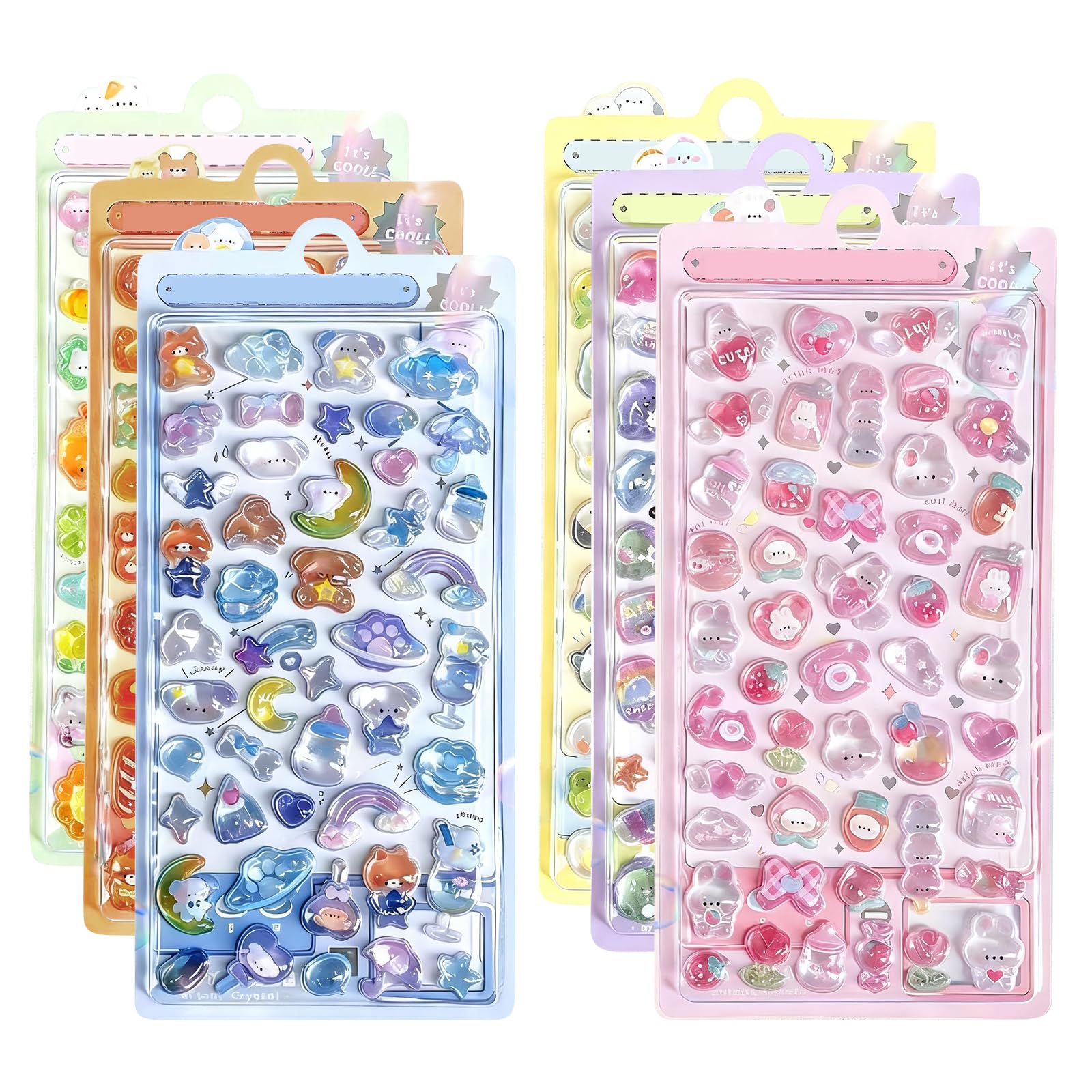 Amazon.co.jp: 【6枚セット】ぷくぷくシール ぷっくりシール 3D立体