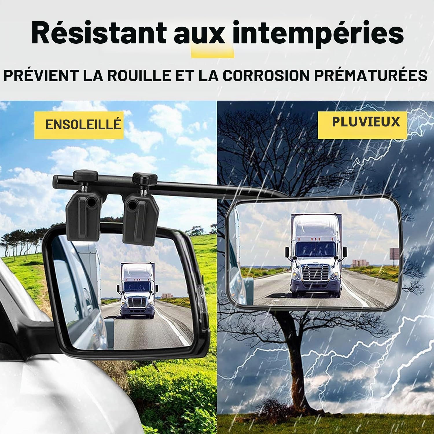Sunshine smile Lot de 2 rétroviseurs universels pour caravane, voiture, caravane, camping-car, pour tous les types de véhicules courants