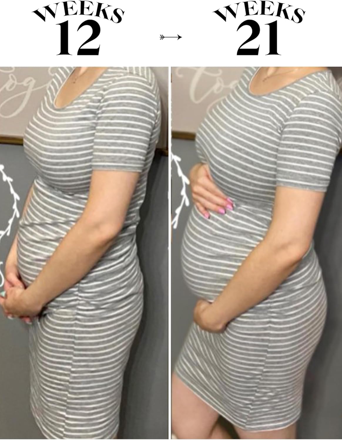 Liu & Qu Women's Maternity Bodycon Ruched Side Dress Casual Short & 3/4 Sleeve Dress for Daily Wearing Or Baby Shower - Image 4