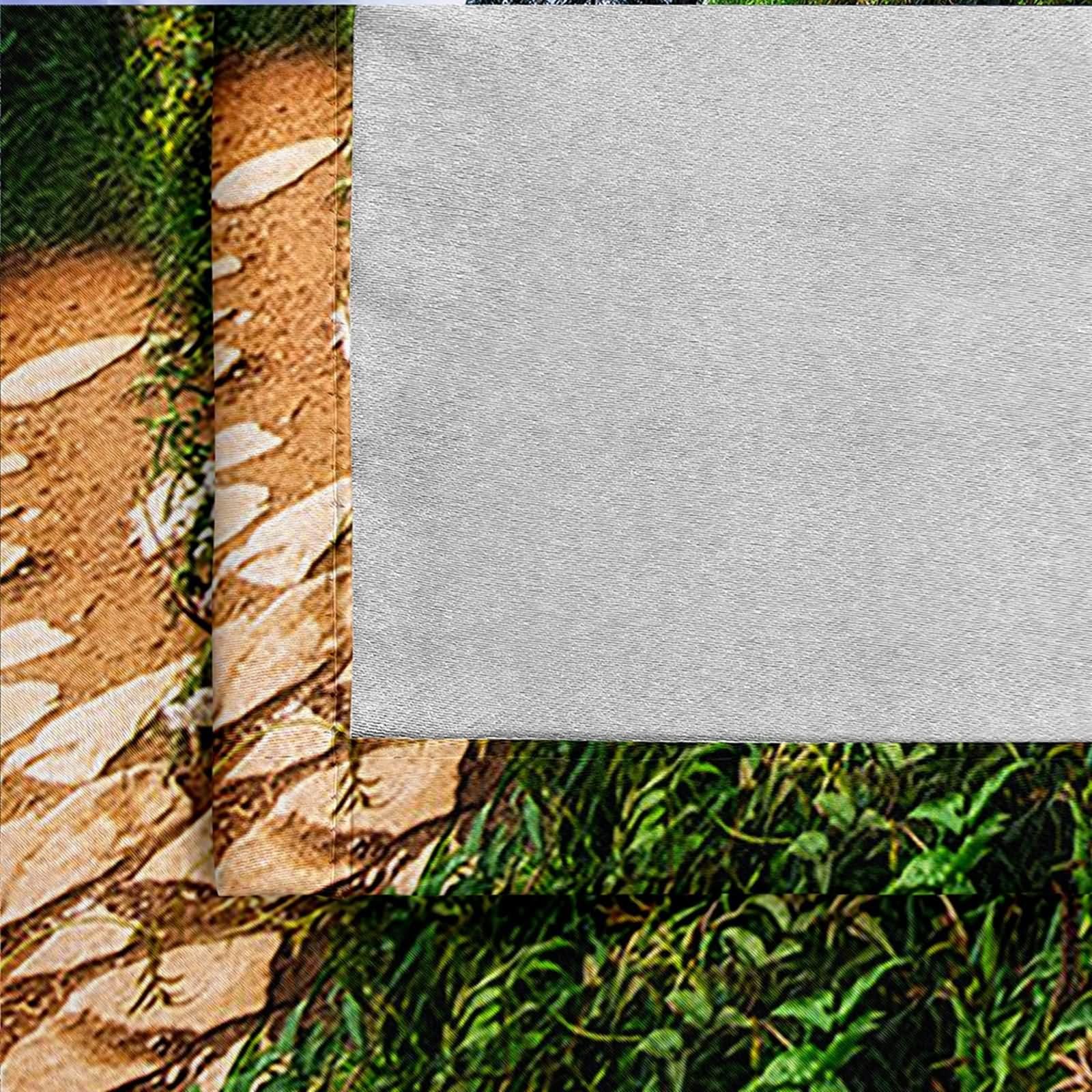 Vorhang zum Einhängen, Vorhang Fenster Grün Waldhauslandschaft Polyester 2er Set 172x115cm