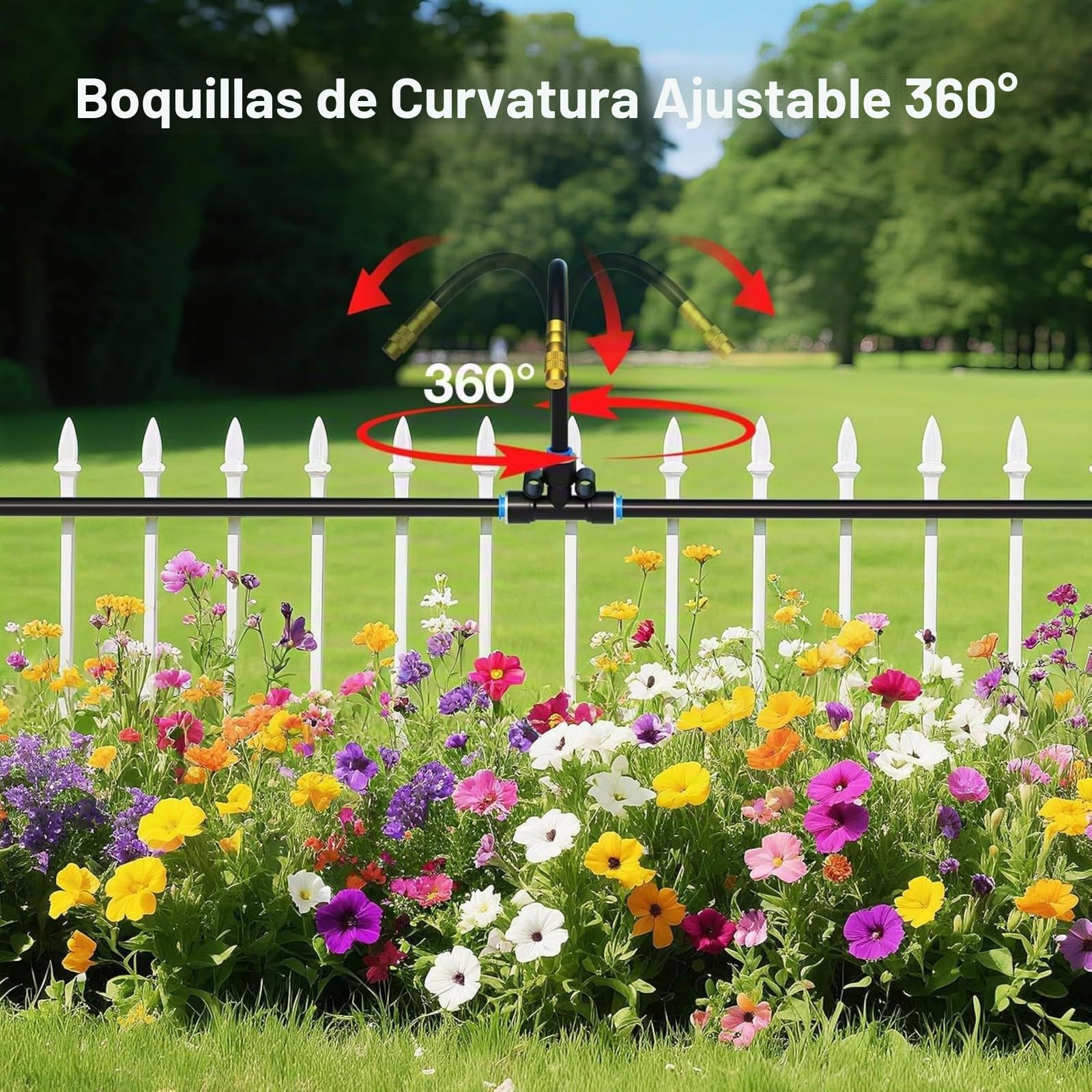 Sistema de riego Automático 30m, 16 Boquillas Orientables, Kit de Nebulización 6mm de Latón, Ahorro de Agua para Jardín, Invernadero y Terraza, Instalación Sin Herramientas